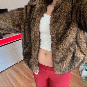 Women's Faux Fur Brown Jacket Edikted